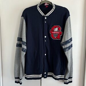 Mens XL Generra Brand Varsity Sweatshirt Jacket (Blue/Gray/Red/White)